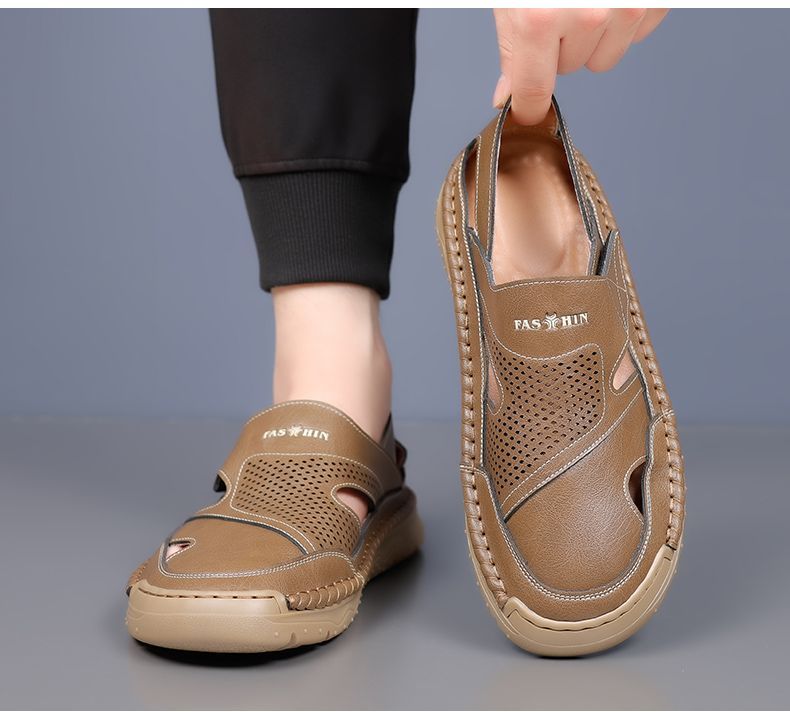 Jingzhenlianggong New Casual Sandals High-Grade Ultra-Soft Men's Breathable Sandals Wear-Resistant Non-Slip Yellow [Classic Model] Size 42 30