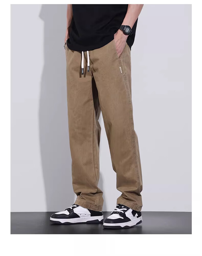 Playboy Pure Cotton Casual Pants Men Summer Thin Loose Straight Cargo Pants Trendy Brand Versatile New Sports Wide-Leg Trousers 20
