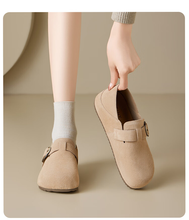 Zhuoshini Platform Birkenstock Shoes 2026 New Spring Full Coverage Thick Sole Slip-On Women's Shoes Camel Color Size 37 8