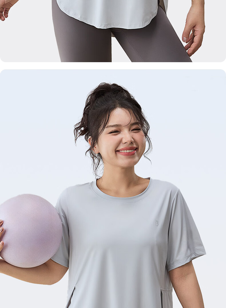 Xueqiman Plus Size Women's Loose Slimming Sports T-Shirt Quick-Dry Breathable Yoga Pilates Fitness Training Short Sleeve 13