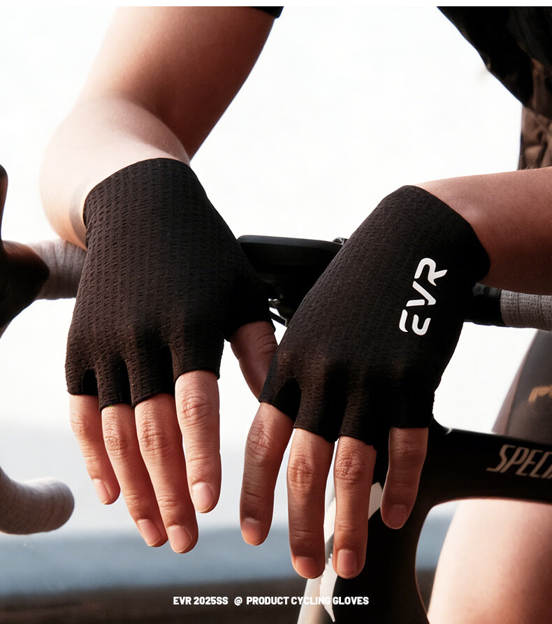 EVR Double Arrow Cycling Gloves Summer Mesh Half Finger Shock Absorption Short Finger Mountain Road Bike Black S 9