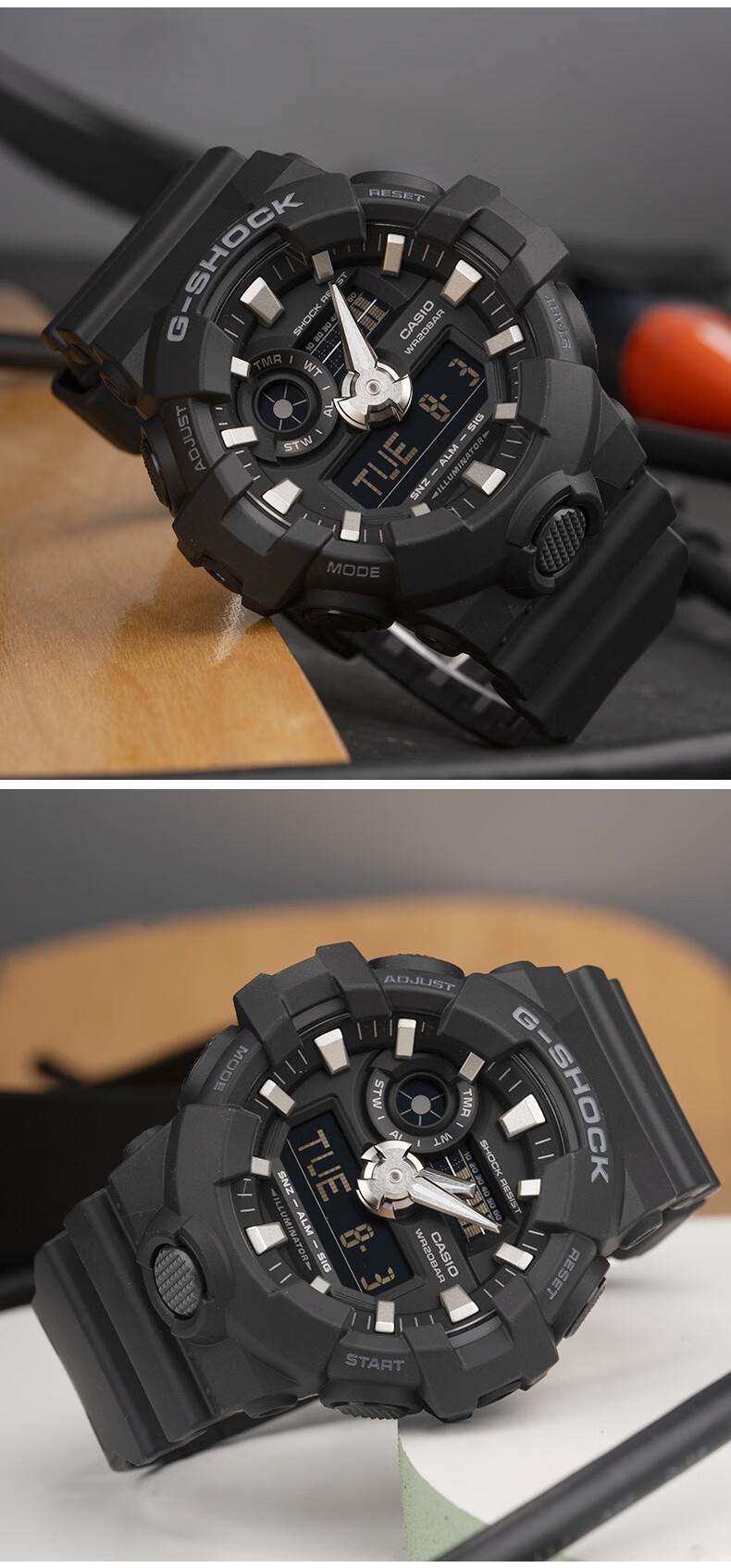 卡西欧冰韧 卡西欧白武士手表男 冰韧运动大表盘计时学生电子表 ga