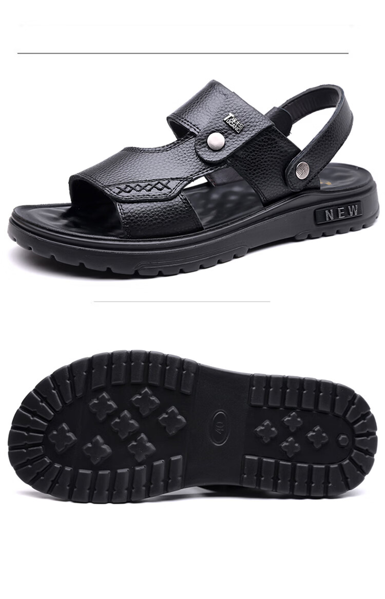 Woodpecker Men's Summer Casual Soft Sole Genuine Leather Beach Sandals Non-Slip Cowhide 24