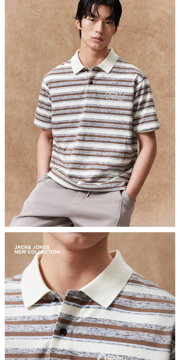 JACK&JONES Men's Short Sleeve Polo Shirt Colorwoven Striped Casual Embroidered 226206033 2