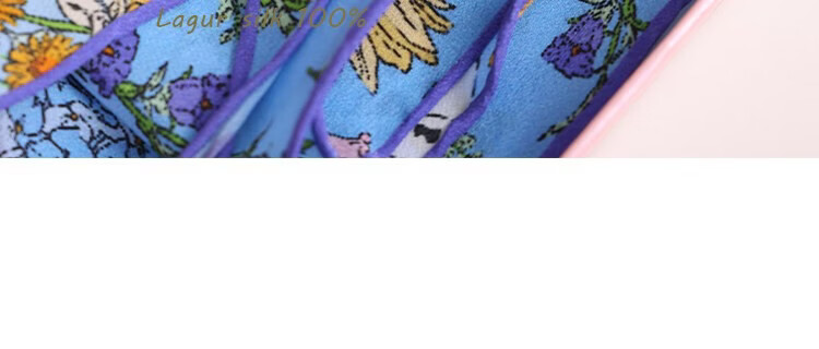 Lagur "French Wonderland" 100% Mulberry Silk Small Scarf 12 Momme Silk Triangle Neck Scarf Spring Autumn Cream Yellow 35