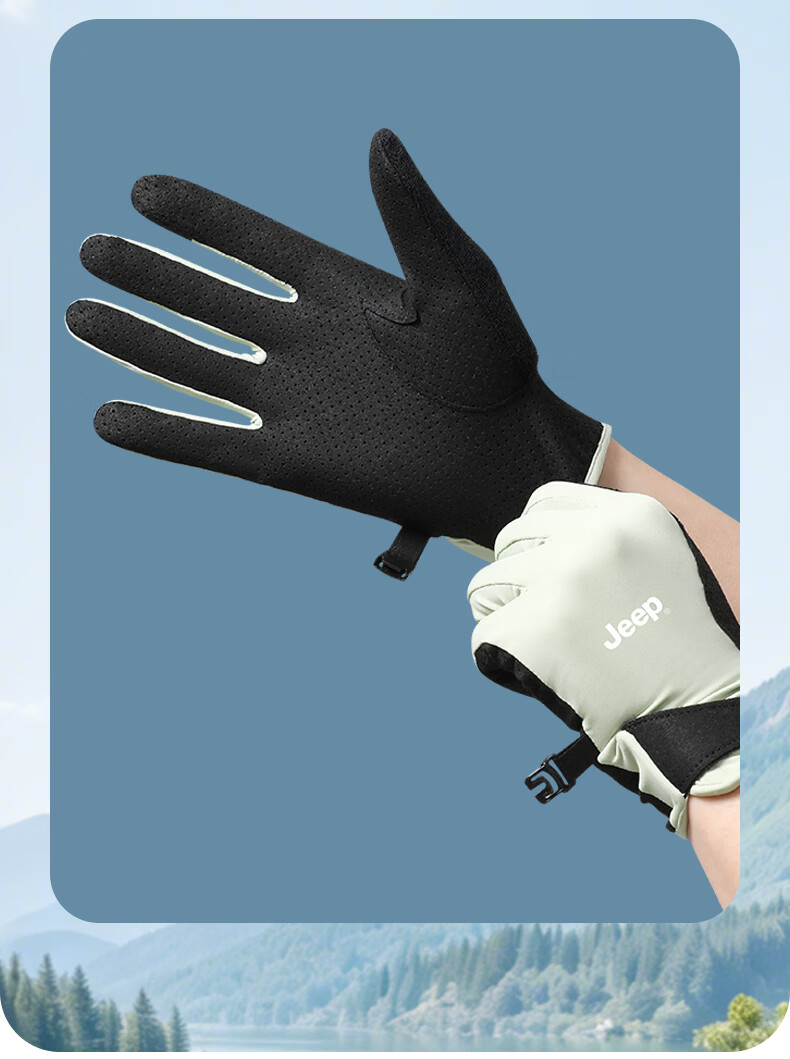 JEEP Men's Summer Thin UV Protection Anti-Slip Touchscreen Riding Driving Gloves Black XL 8
