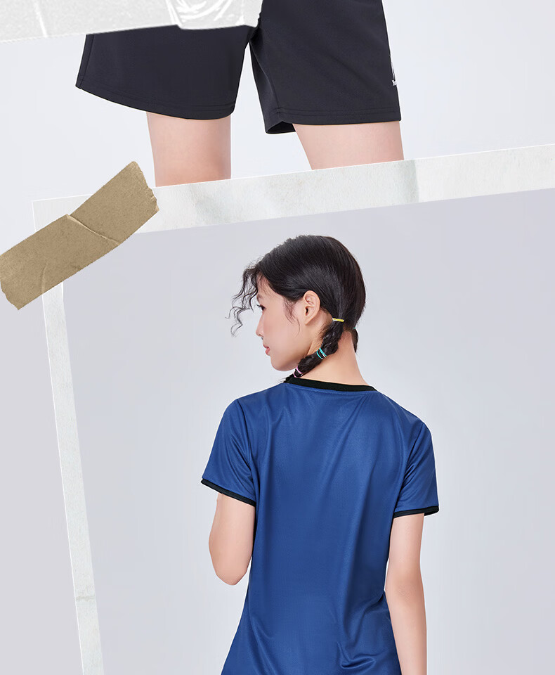 KUMPOO 26th Anniversary New Men's Badminton Shirt Short Sleeve Fashion Loose Breathable K261M-1154 Dark Blue M 3