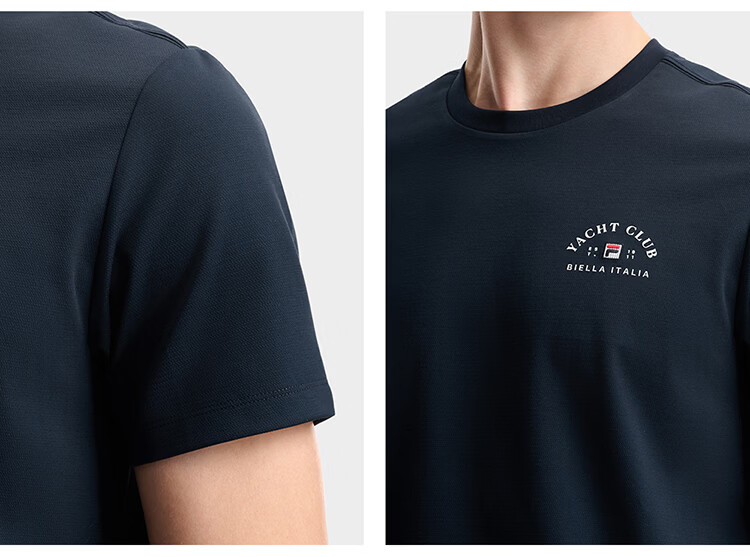 FILA Official Men's Knitted Short Sleeve Shirt 2026 Summer Fashion Casual Simple Basic Crew Neck T-Shirt 15