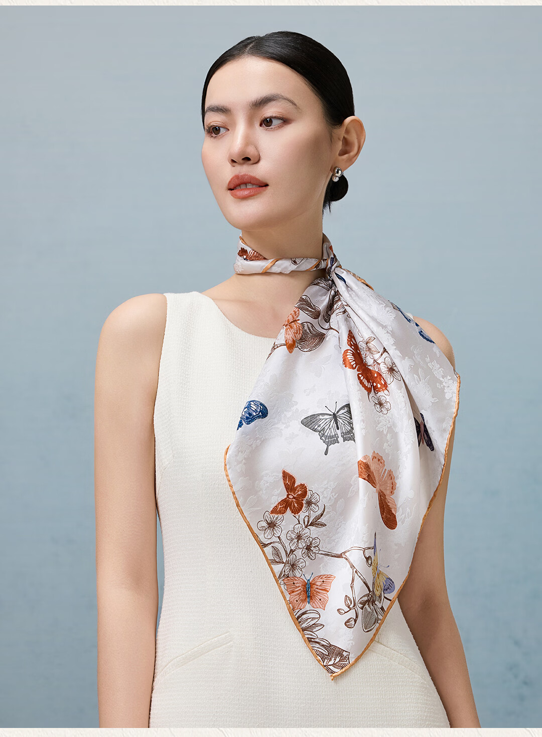 Shanghai Story 100% Mulberry Silk Double-Sided Printed Square Scarf Breathable Women's Gift for Mom Birthday Gift for Girlfriend 10