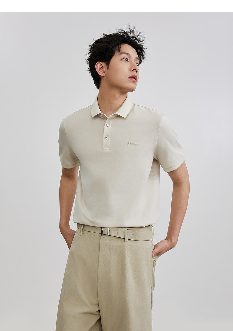 CABBEEN 205g Sweat-Absorbing Honeycomb Texture Short Sleeve Polo Shirt Men Quality Commuter 2026 Spring Breathable Short Sleeve T-Shirt 13
