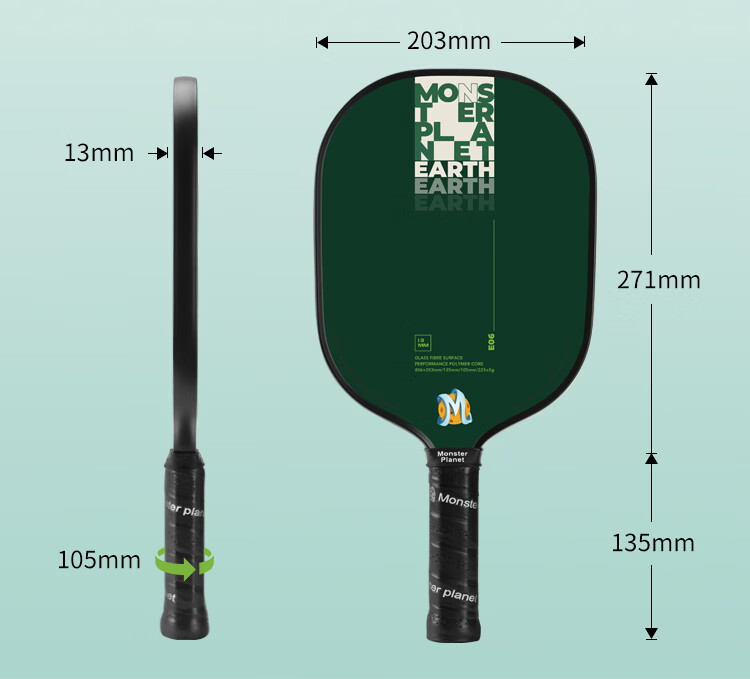 Monsterplanet Saturn S04 Pickleball Paddle Set 16mm Carbon Fiber Honeycomb Core Tournament Grade Upgraded Version 8