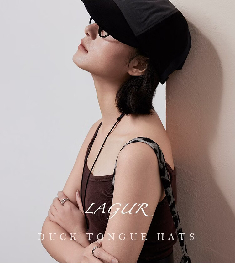 Lagur Couple Edition "Black Gray Yamamoto Style" 100% Cotton Duckbill Baseball Cap Sun Hat Face Slimming Firebrick Red 2