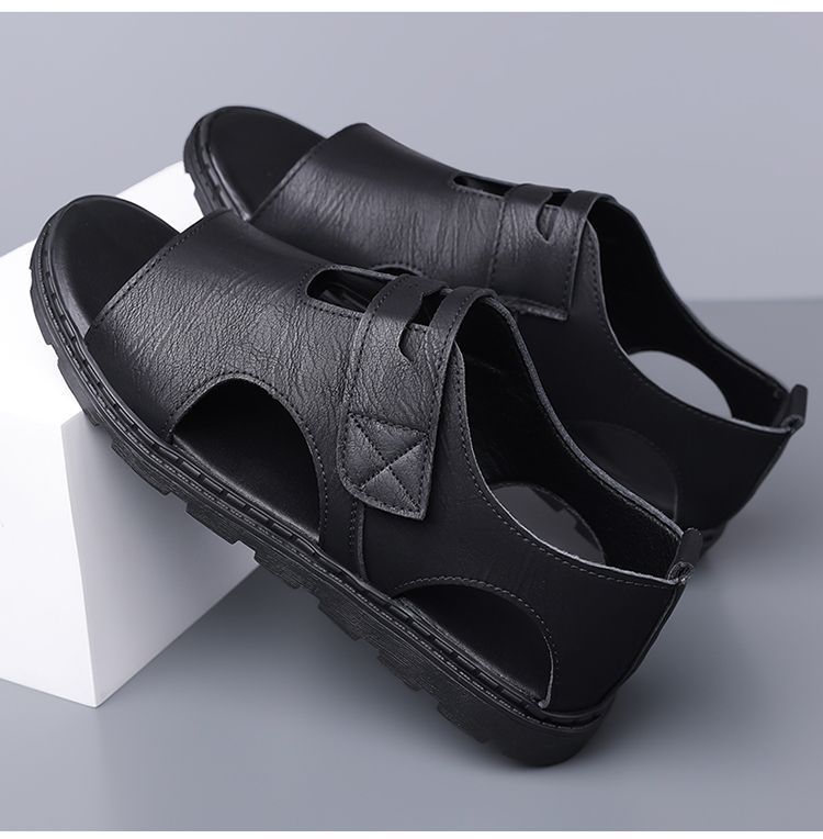 Jingzhenlianggong Men's Summer Sandals Dual-Use Slippers Non-Slip Soft Sole Beach Shoes Dark Brown [Lace-Up] Size 41 28
