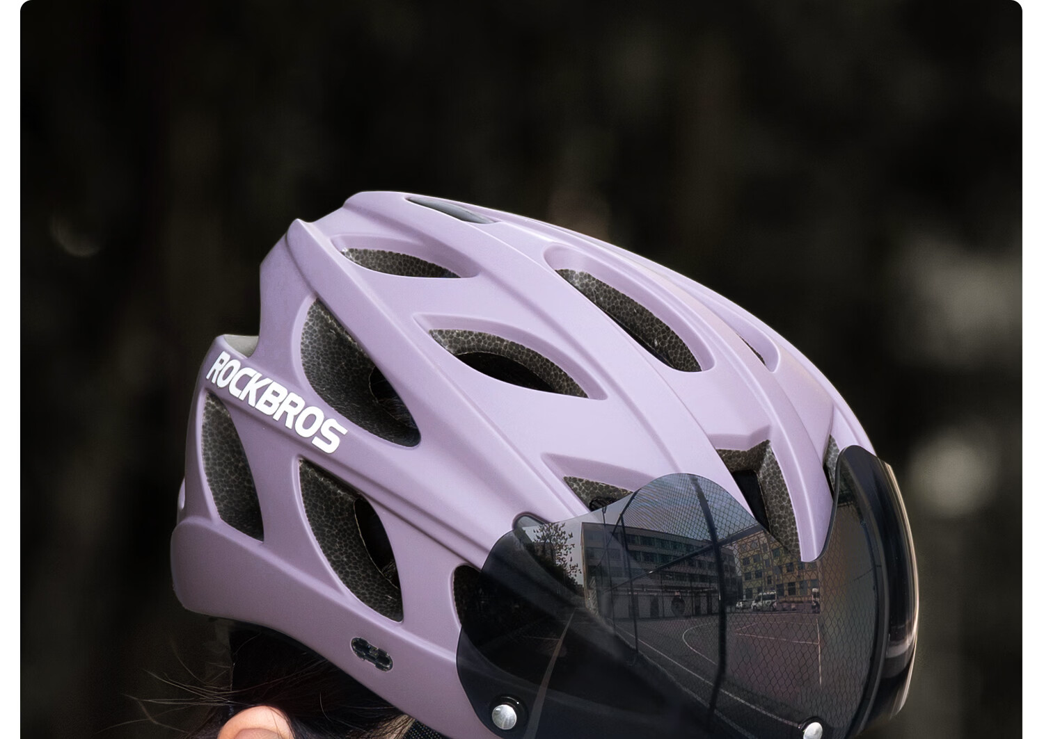 Rockbros Bicycle Helmet with Visor Integrated Road Mountain Bike Safety Helmet Unisex Petal L 29