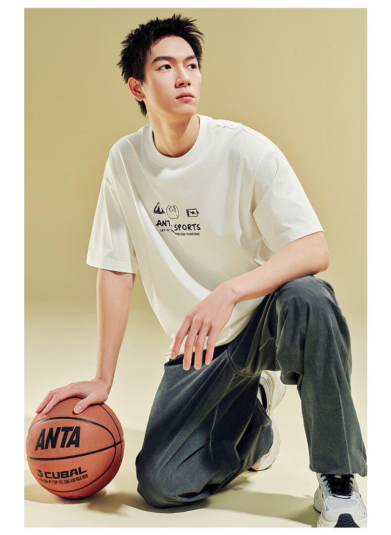 Anta Cold Brew T Ice Silk Casual Short Sleeve T-Shirt Men's Summer New Printed Loose Breathable Sports Top Women's 9