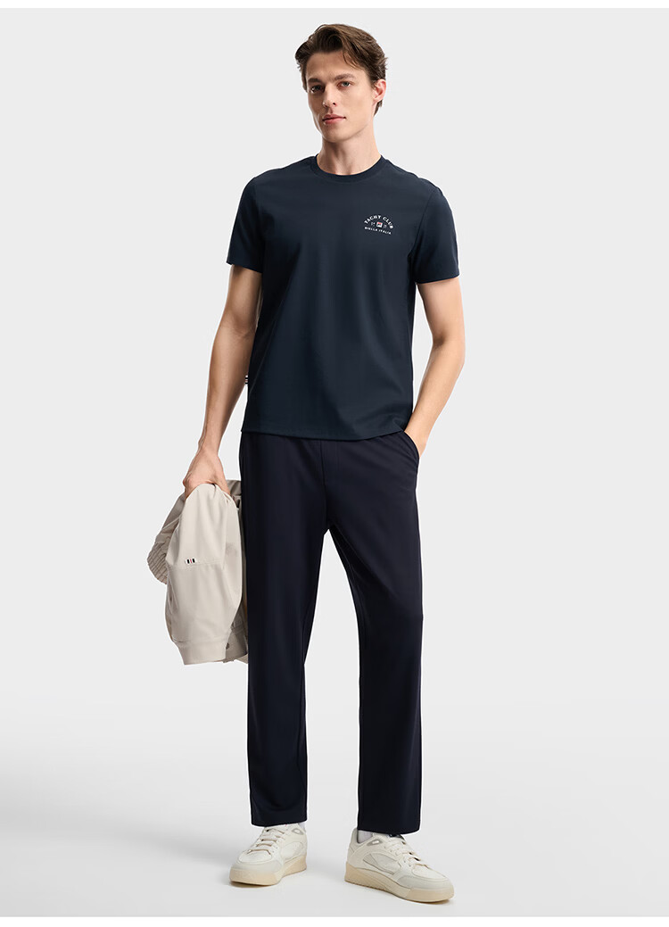 FILA Official Men's Knitted Short Sleeve Shirt 2026 Summer Fashion Casual Simple Basic Crew Neck T-Shirt 14