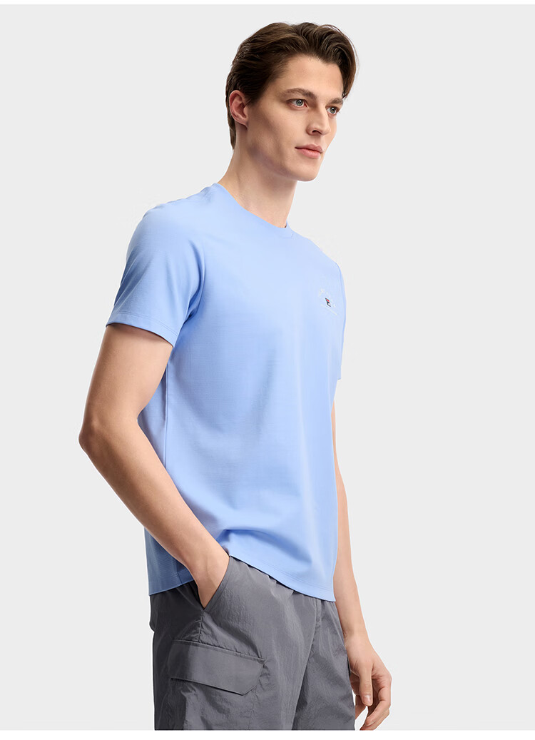 FILA Official Men's Knitted Short Sleeve Shirt 2026 Summer Fashion Casual Simple Basic Crew Neck T-Shirt 7