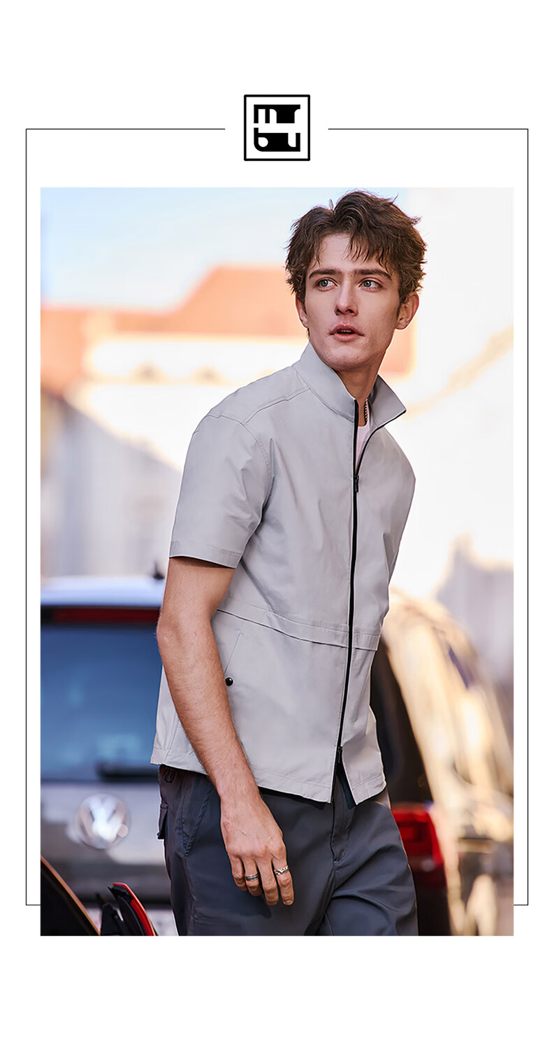 Mr.Bu Oversized Stand Collar Functional Sports Men's Summer Double Zipper T-Shirt 12