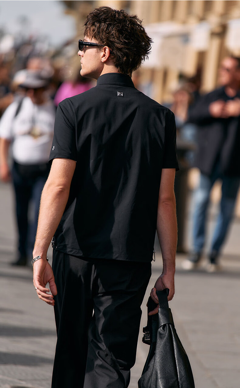 Mr.Bu Oversized Stand Collar Functional Sports Men's Summer Double Zipper T-Shirt 21