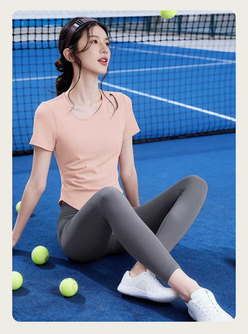 MULINSEN Sports Set, Yoga Outfit for Women, Sun Protection, Quick-Drying, Breathable T-Shirt, Morning Running, Badminton, Fitness, Pilates Training Wear 14