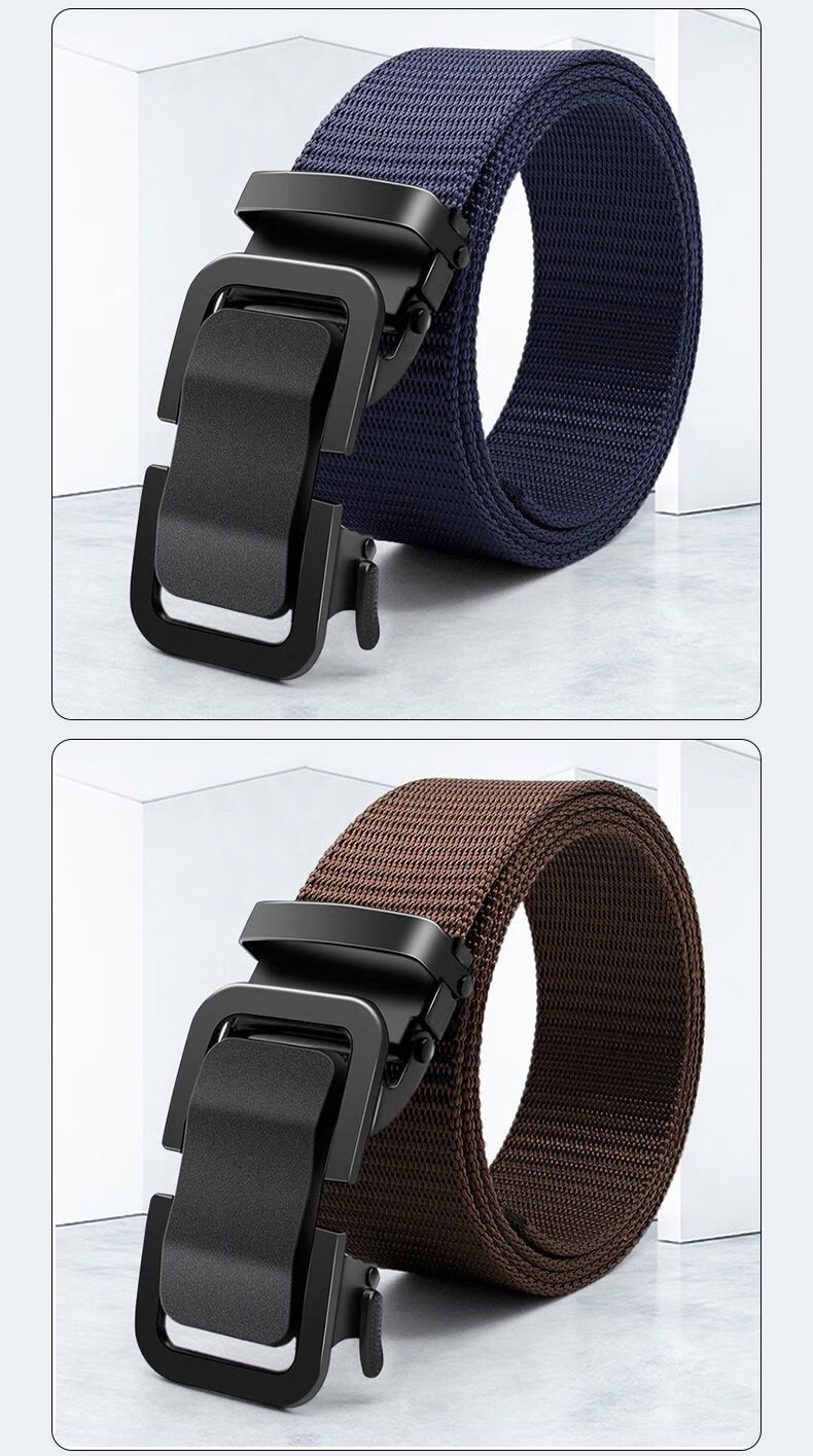 HOCR Men's Automatic Buckle Outdoor Climbing Casual Canvas Belt Trendy Versatile Simple Tactical Denim Belt 11