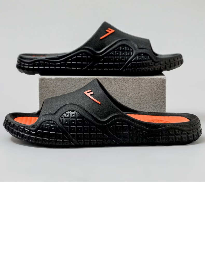 Warrior Non-Slip Men's Slippers Antibacterial Deodorizing Indoor Outdoor Shower Sandals HL3C56 Black Orange Size 42-43 23