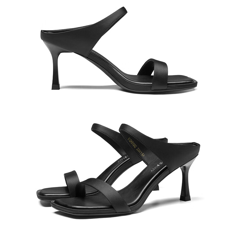 Zhuoshini French Style One-Strap High Heel Sandals Women 2026 New Summer Stunning Open Toe Stiletto Leopard Print Shoes Black Brown 36 15