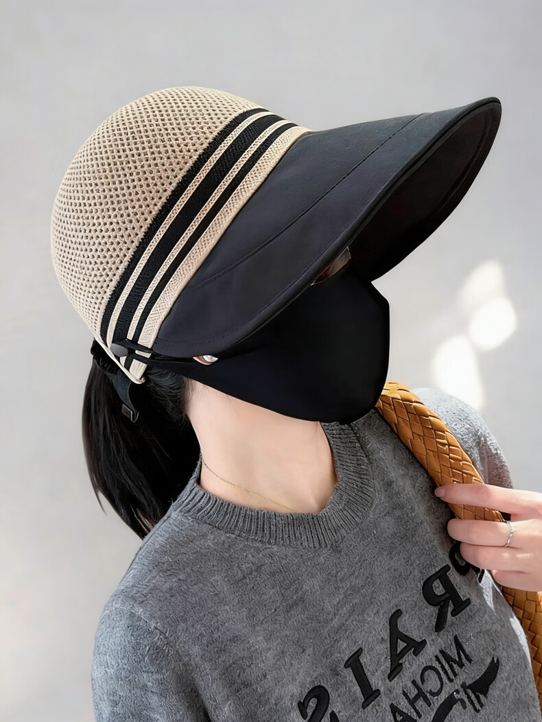 HAOGUAN Large Brim Duckbill Fisherman Hat for Women Summer Hollow Breathable Sunshade UV Protection Cycling Sun Hat 3