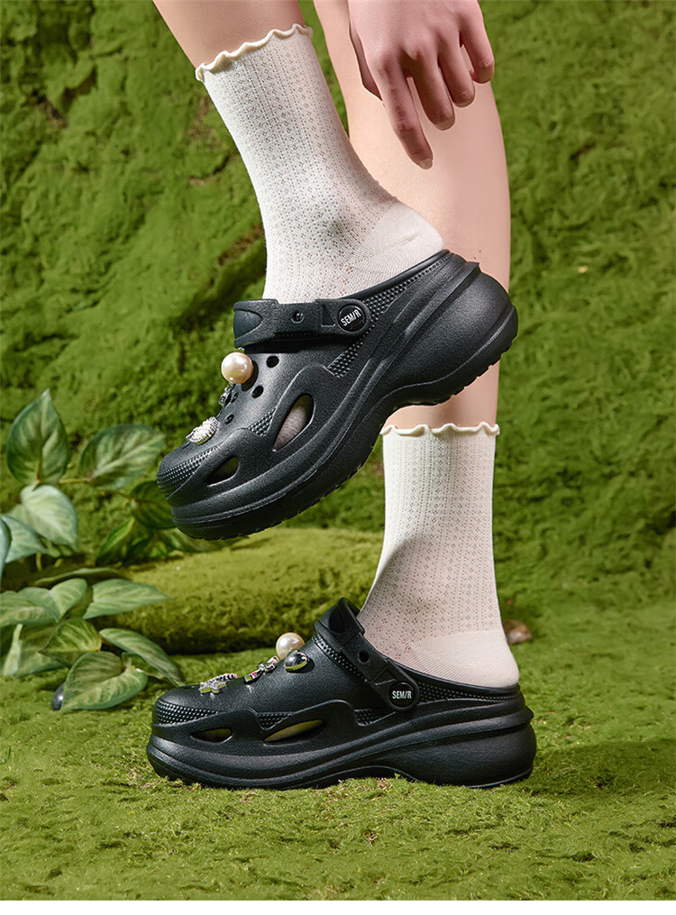 Semir Official Genuine Non-Slip Soft Sole Pearl Camellia Black Slip-On Clog Shoes SML262001 Size 40-41 15