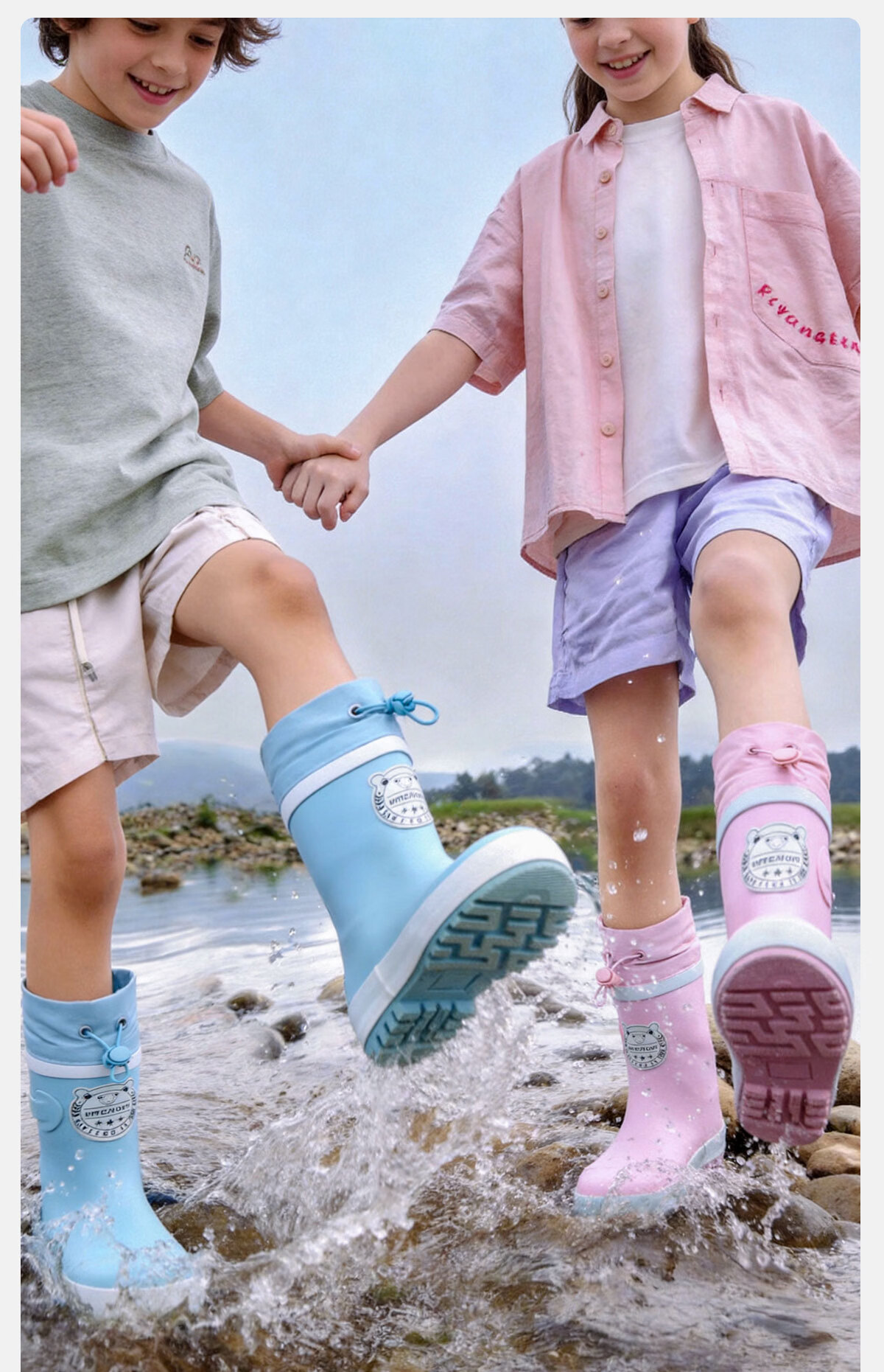Sweet Baby Kids Rain Boots Boys 7-12 Years Old School Use JD Self-operated Non-slip Durable Rubber Rain Shoes 12