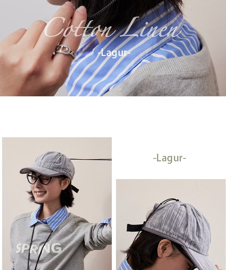 Lagur Linen Zero-Burden "Topless Baseball Cap" Sun Protection UPF100+ Sun Hat Denim Blue 22