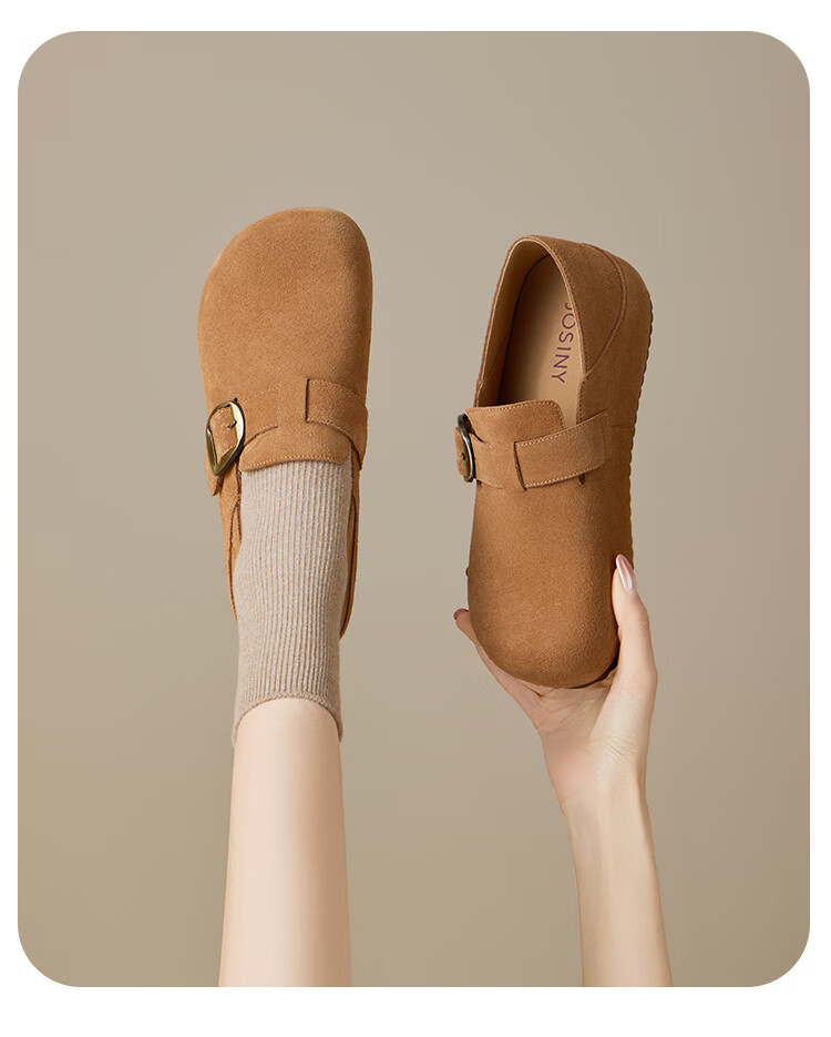 Zhuoshini Platform Birkenstock Shoes 2026 New Spring Full Coverage Thick Sole Slip-On Women's Shoes Camel Color Size 37 13