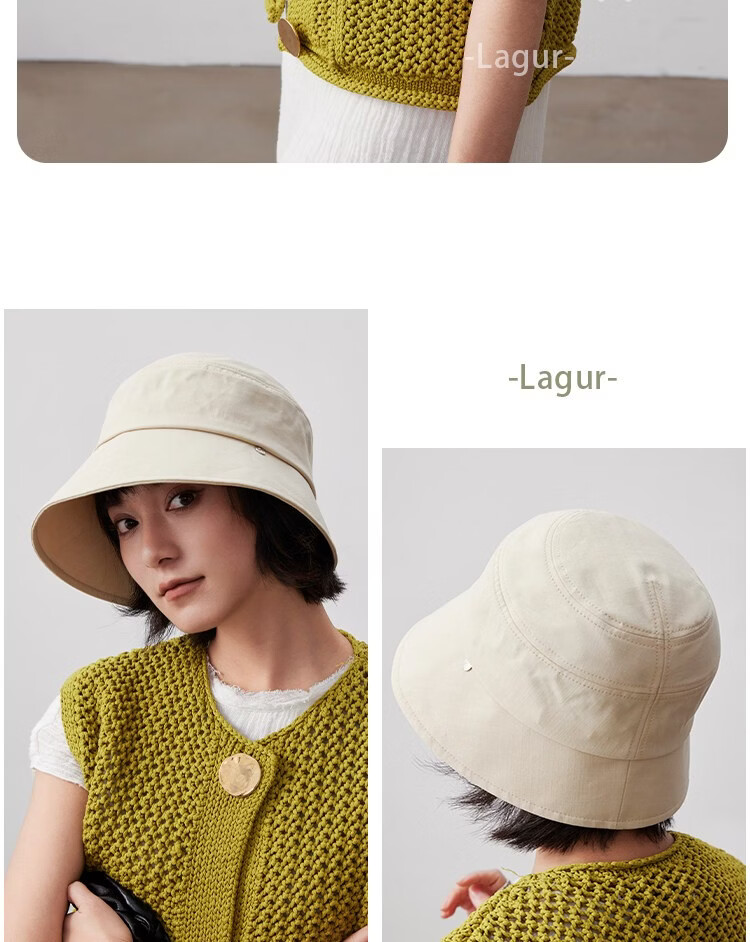 Lagur Classic Style 100% Cotton Fisherman Sun Hat Wide Brim Summer Sunshade Hat Large Head Circumference Classic Black 22