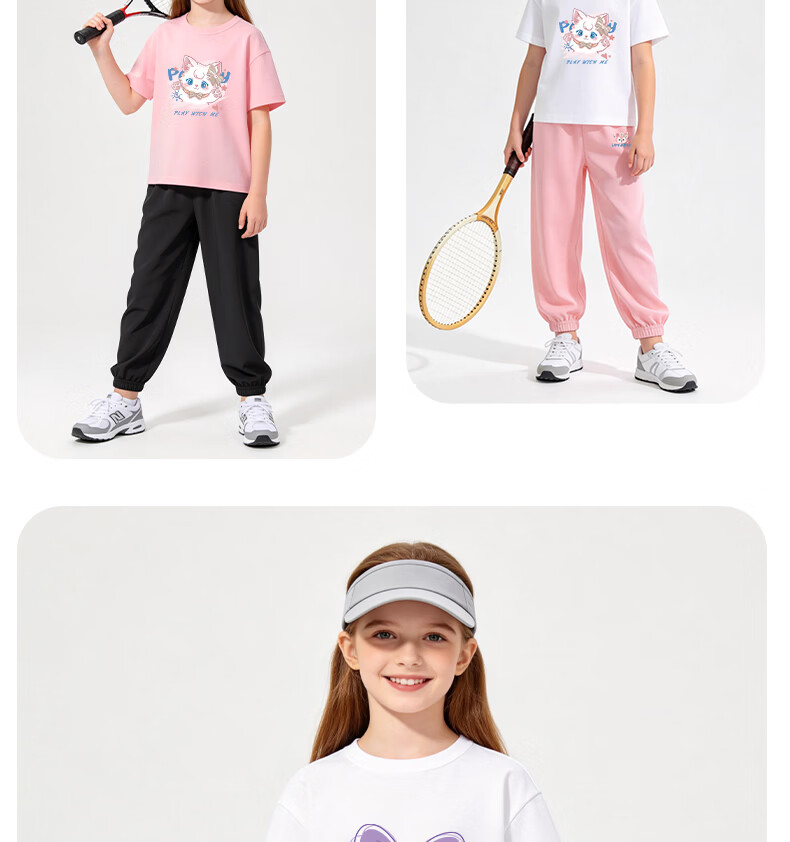 Baleno Girls Summer Set Stylish Sporty Short Sleeve T-Shirt Lightweight Children's Summer Mosquito-Repellent Pants Two-Piece Set 18