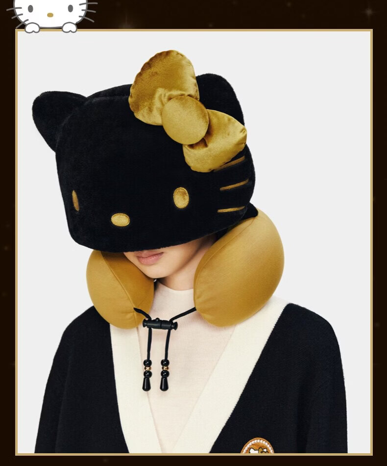 Tbh Sanrio Hello Kitty Hooded Travel U-Shaped Neck Pillow Classic Black 9