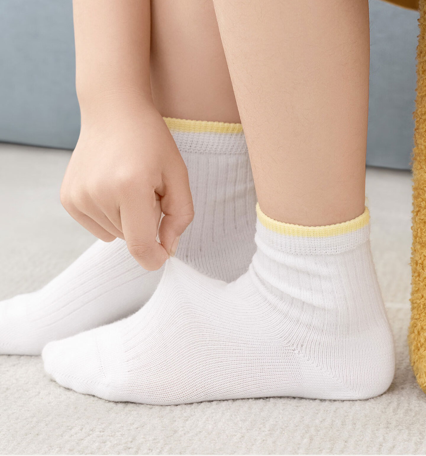 Mianzhuwu Children's Socks Girls Spring Summer Thin Breathable 100% Pure Cotton A-Class Cute Seamless Student Mid-Calf Socks 5 Pairs 10