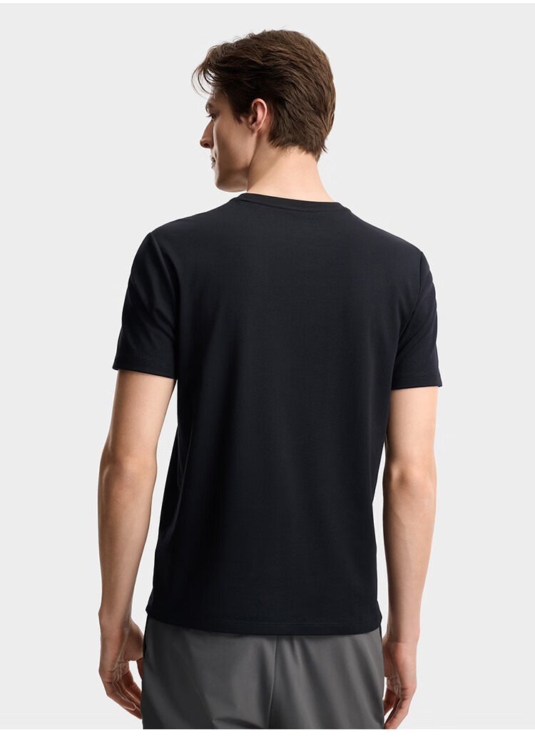 FILA Official Men's Knitted Short Sleeve Shirt 2026 Summer Casual Basic Black Crew Neck T-Shirt 5