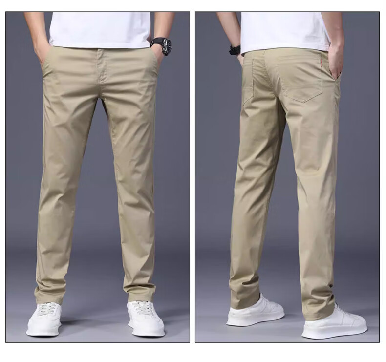 Playboy Summer Lightweight Men's Casual Pants Pure Cotton Loose Straight-Leg New Trendy Brand Versatile Stretch Trousers for Men 15