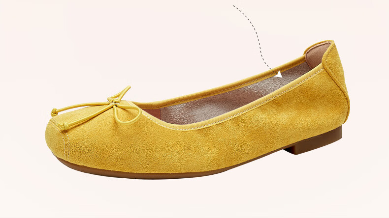 Quicheshoes Women's Ballet Flats Pig Nose Suede Low-Cut Flat Shoes Spring Autumn Soft Sole Slip-On Red Size 35 7