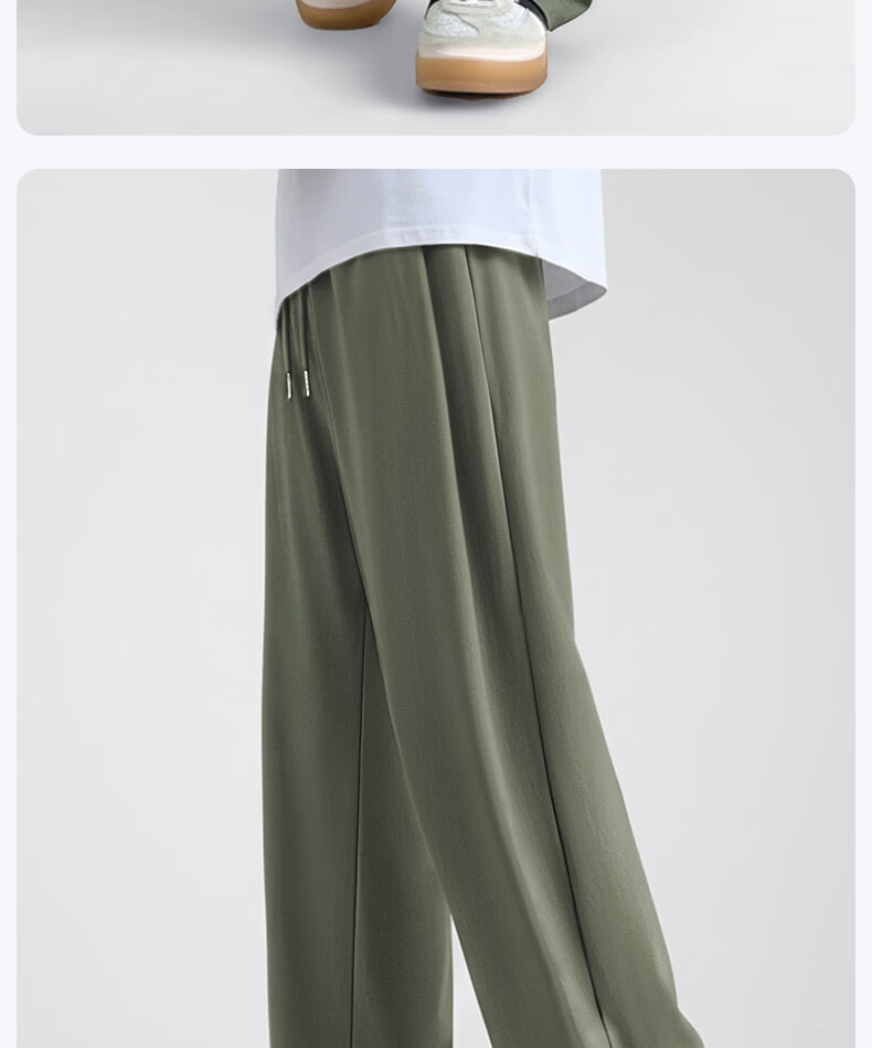 MINISO Men's Summer Cooling Wide-Leg Pants Outdoor Sports Sun Protection Breathable Thin Long Pants Z Black 2XL 21