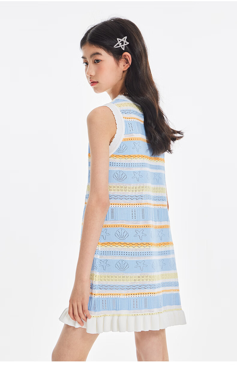 BARRY BANNY Girls' Ocean Dress 2026 Summer Girls' Striped Sleeveless Casual Tank Dress Colorful Stripes 120 12