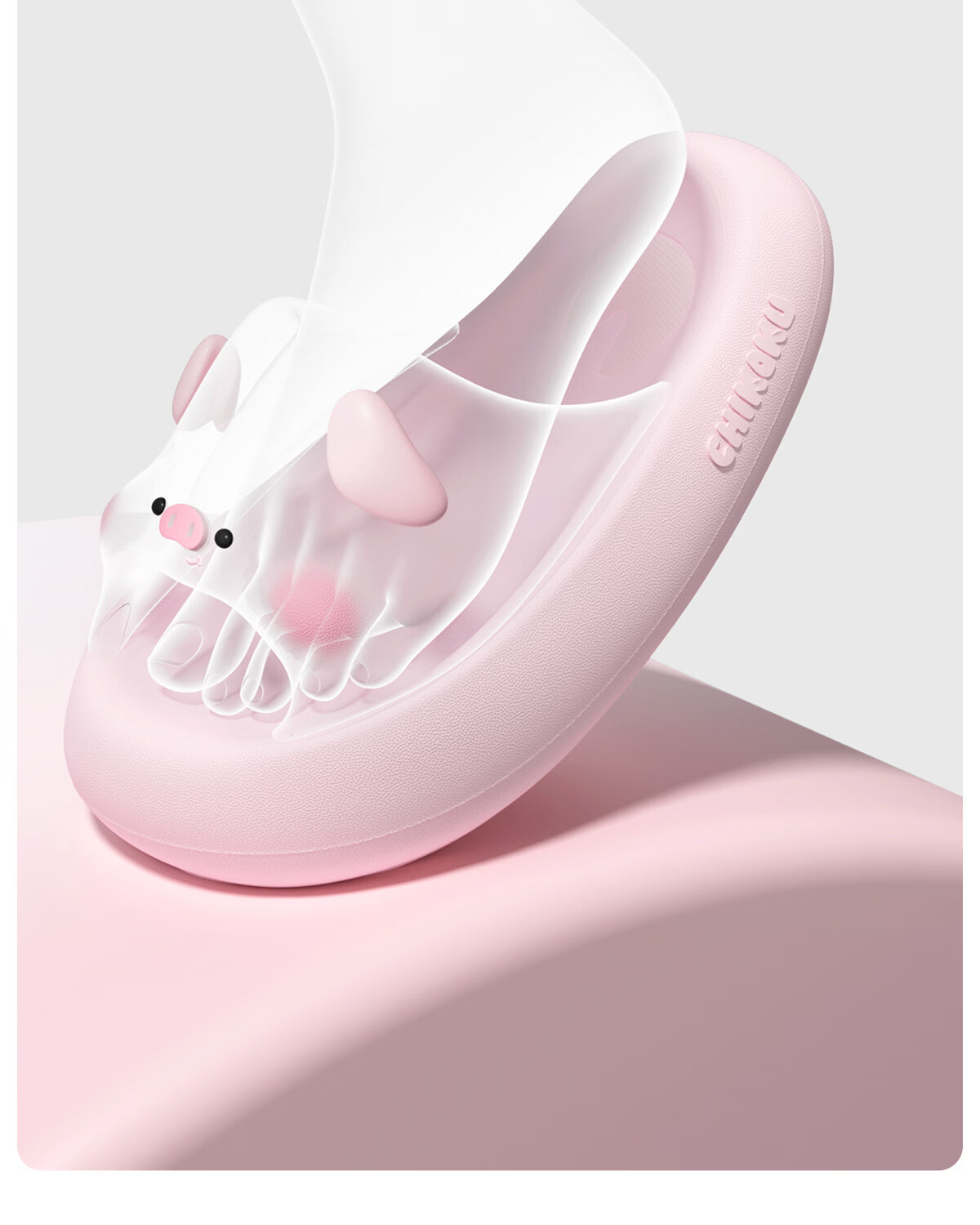 Chikoku Cute Pink Pig Cartoon Slippers Women Summer Home Thick Sole Non-Slip Couple Outdoor Sandals Men 10