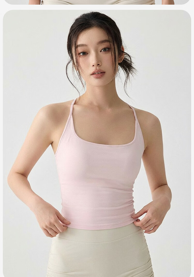 Free Style Women's Sports Bra with Padding Yoga Backless Camisole Pilates Training Running Fitness Bra Spring Summer 11