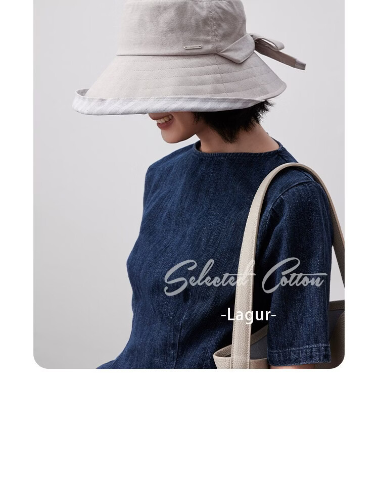 Lagur 100% Cotton Japanese-Style Wide Brim Fisherman Sun Hat UV Protection Summer Women's Sky Blue 17