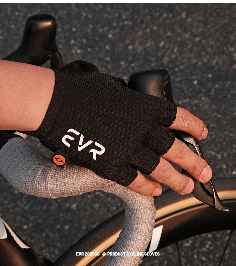 EVR Double Arrow Cycling Gloves Summer Mesh Half Finger Shock Absorption Short Finger Mountain Road Bike Black S 11