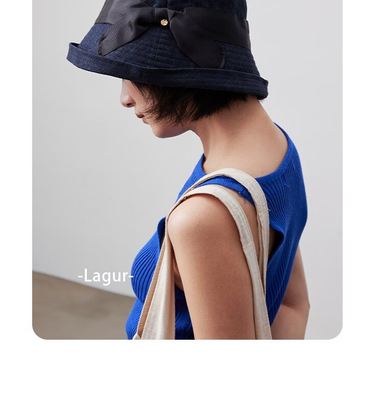 Lagur Lightweight Paper-Feel Japanese Hemp Edge Fisherman Hat Breathable Thin Sunshade Foldable Midnight Blue 26