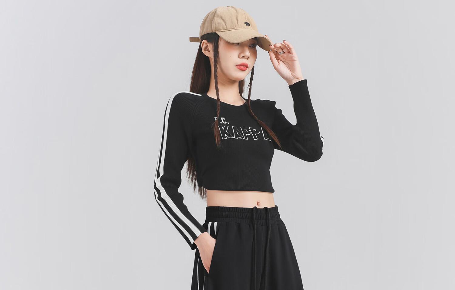 Kappa Women's Back-to-Back Sports Pants Spring New Striped Loose American Straight-Leg Trousers Simple Pants K0G42AK32D 19