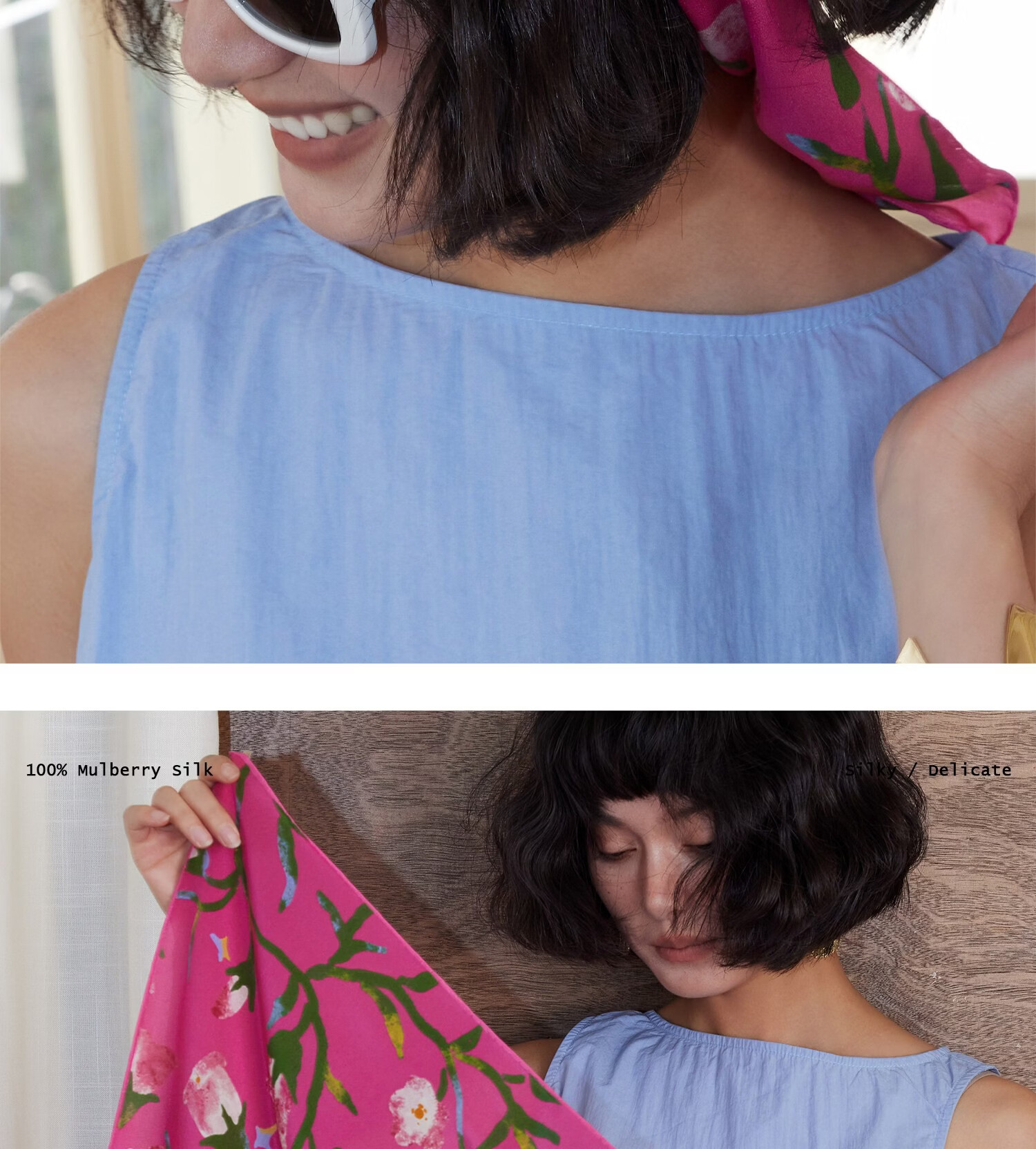 Lagur "Rose Red Morning Glory" Original Handmade Fine Rolled Mulberry Silk Scarf Midnight Blue (Pink Gift Box) 5
