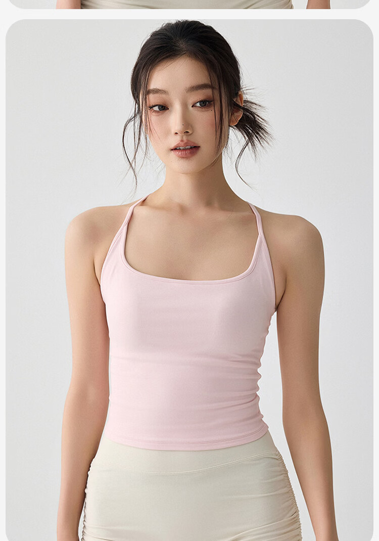 Free Style Women's Sports Bra with Padding Yoga Backless Camisole Pilates Training Running Fitness Bra Spring Summer 10