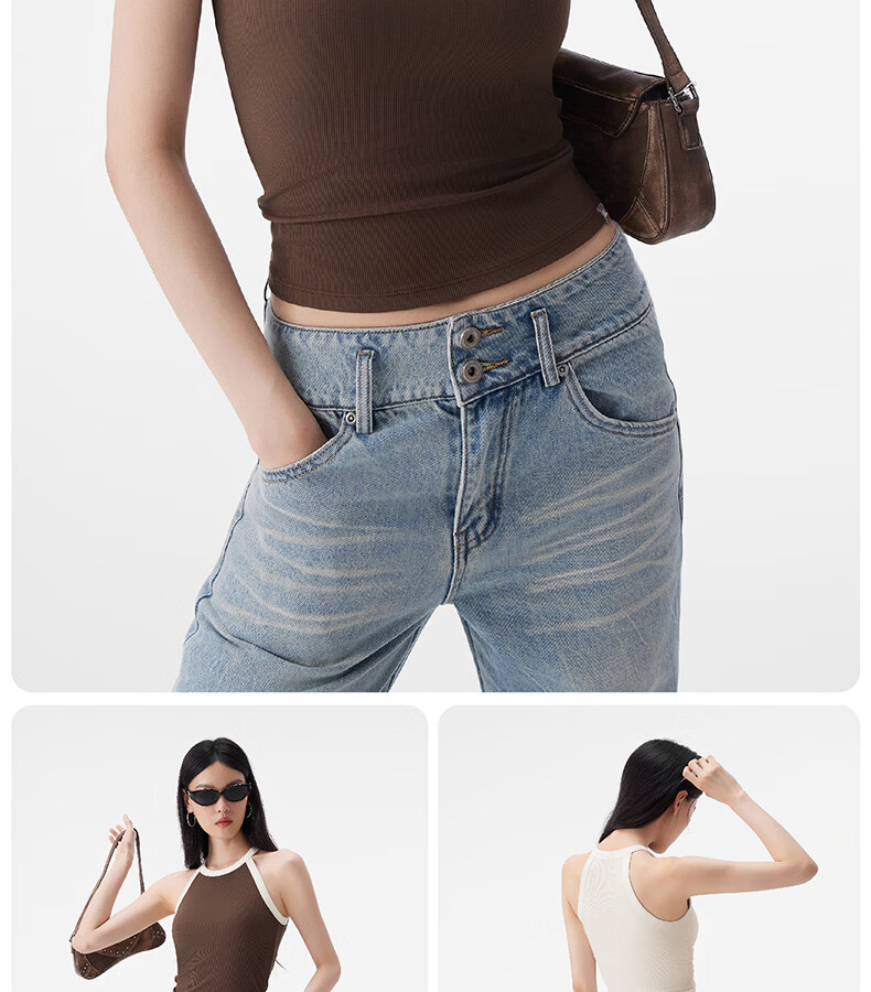 Half-Lined Cooling Padded Halter Tank Top for Women Slim Fit with Built-in Bra Pad Dark Chocolate Black S 18